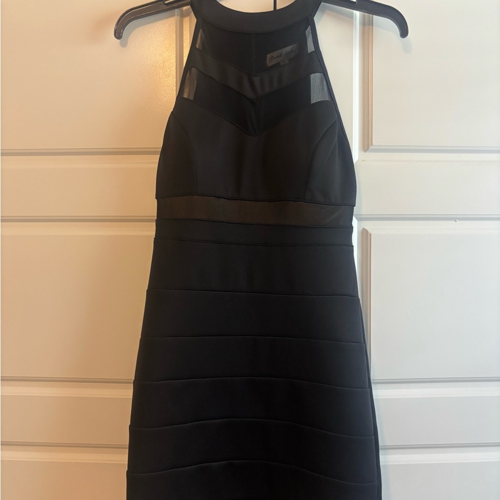 Emerald Sundae Black Halter Mini Dress